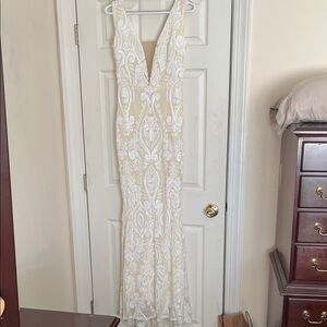 Elegant Cream Lace Gown